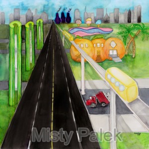 Misty Palek - City Scape - 22 x 22in